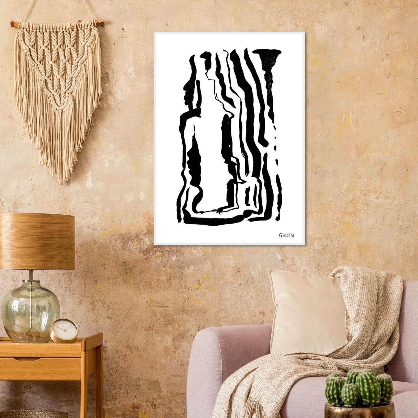 YOUR WAY poster print in light brown living room interior