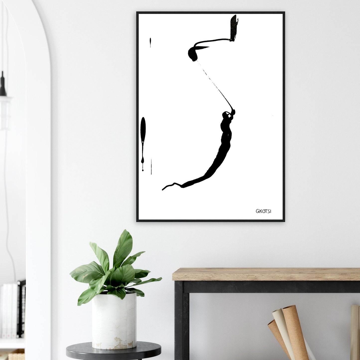 YOU ARE poster print in hallway above console table