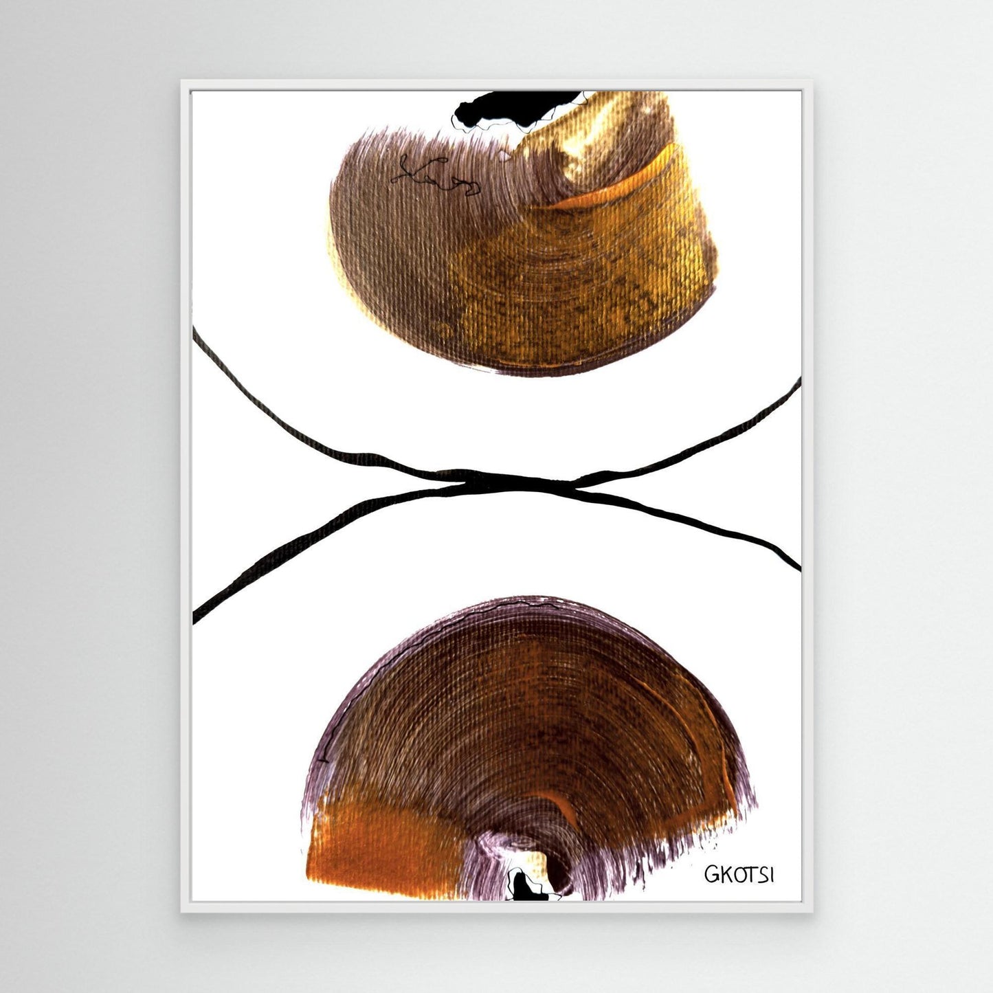DIE HÄLFTE abstract canvas print symbol detail view with white frame
