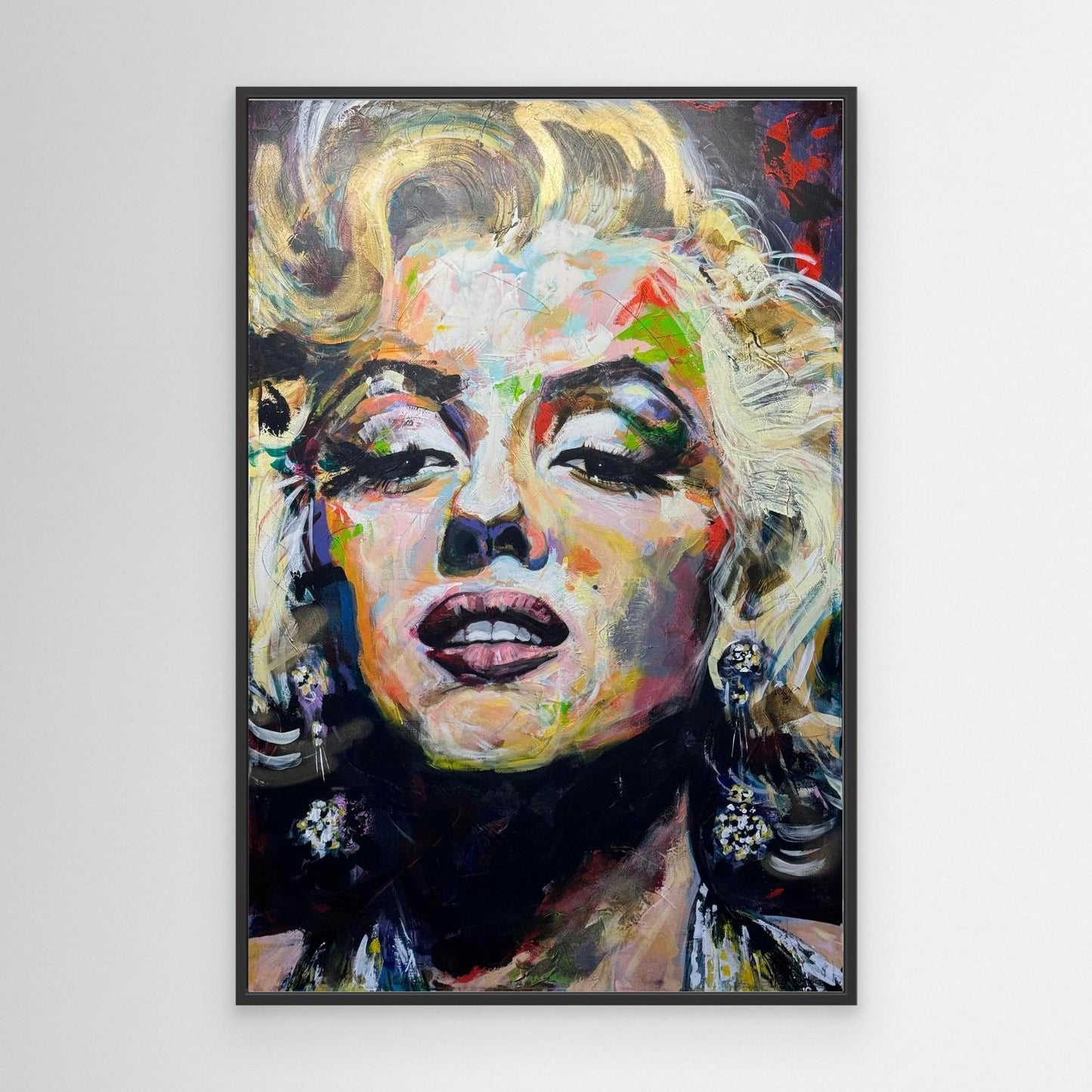 MARILYN MONROE 1 canvas print with black frame displayed on wall