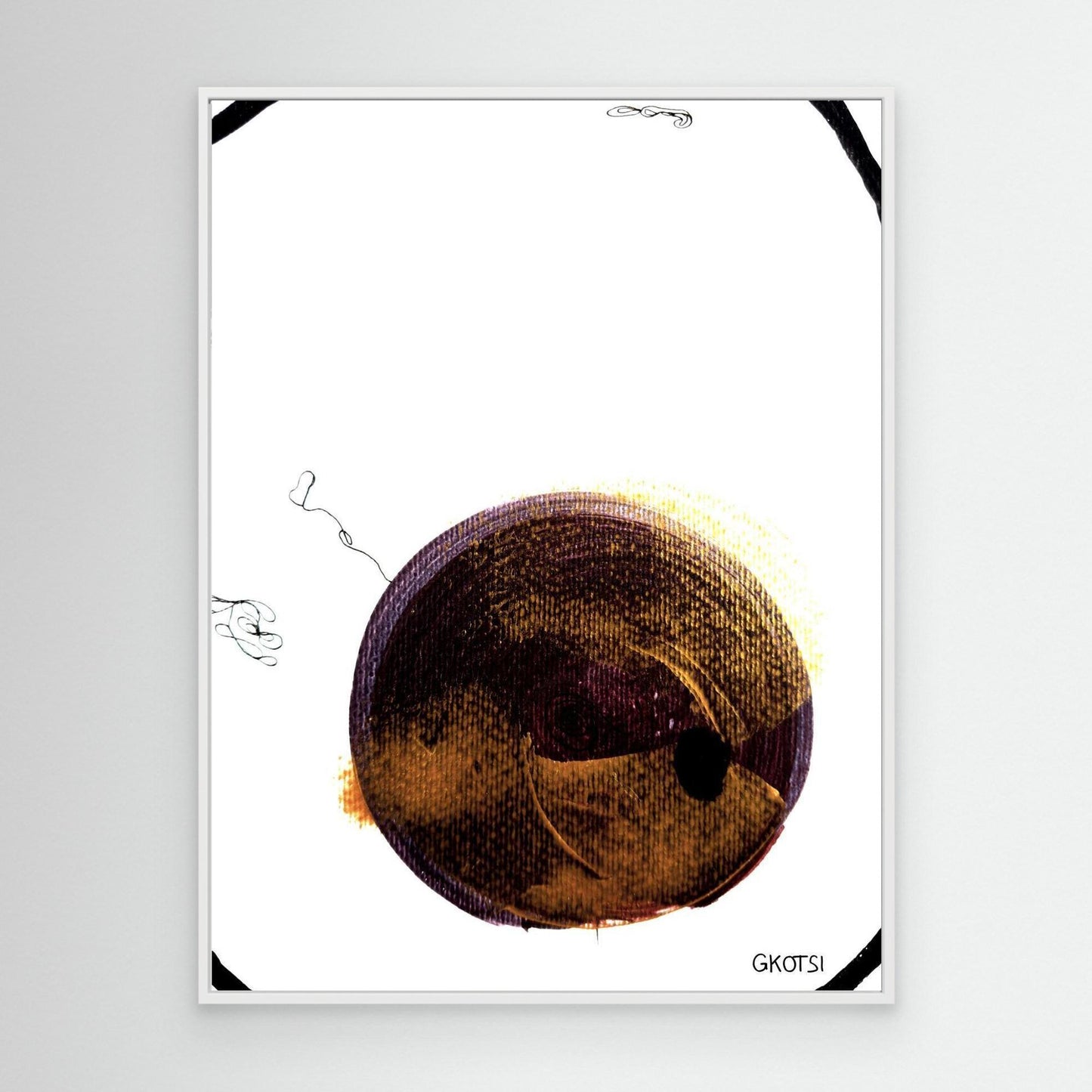 BALOON abstract canvas print detail view with white frame - modern symbols artwork for contemporary spaces