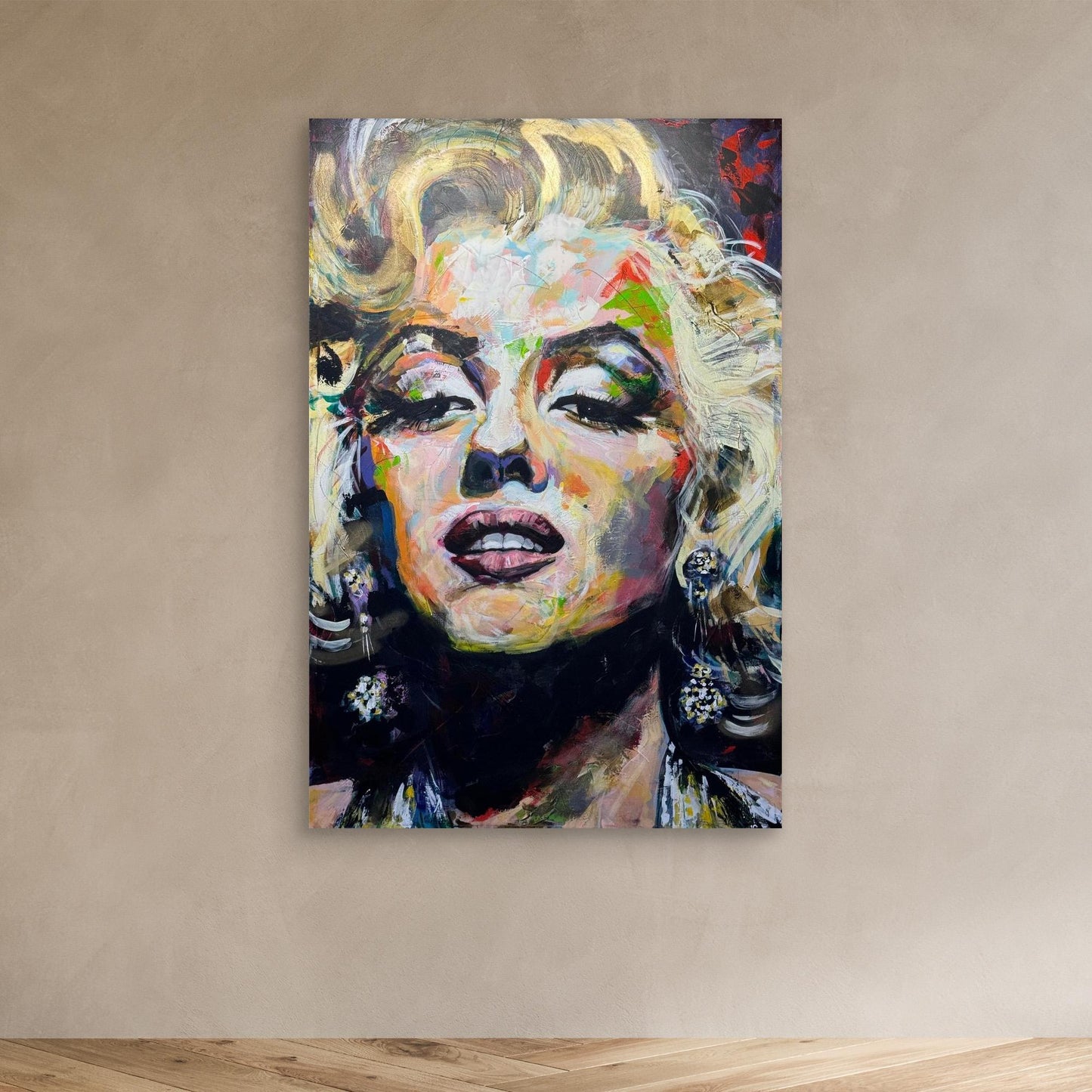 MARILYN MONROE 1 canvas print displayed on wall in modern room