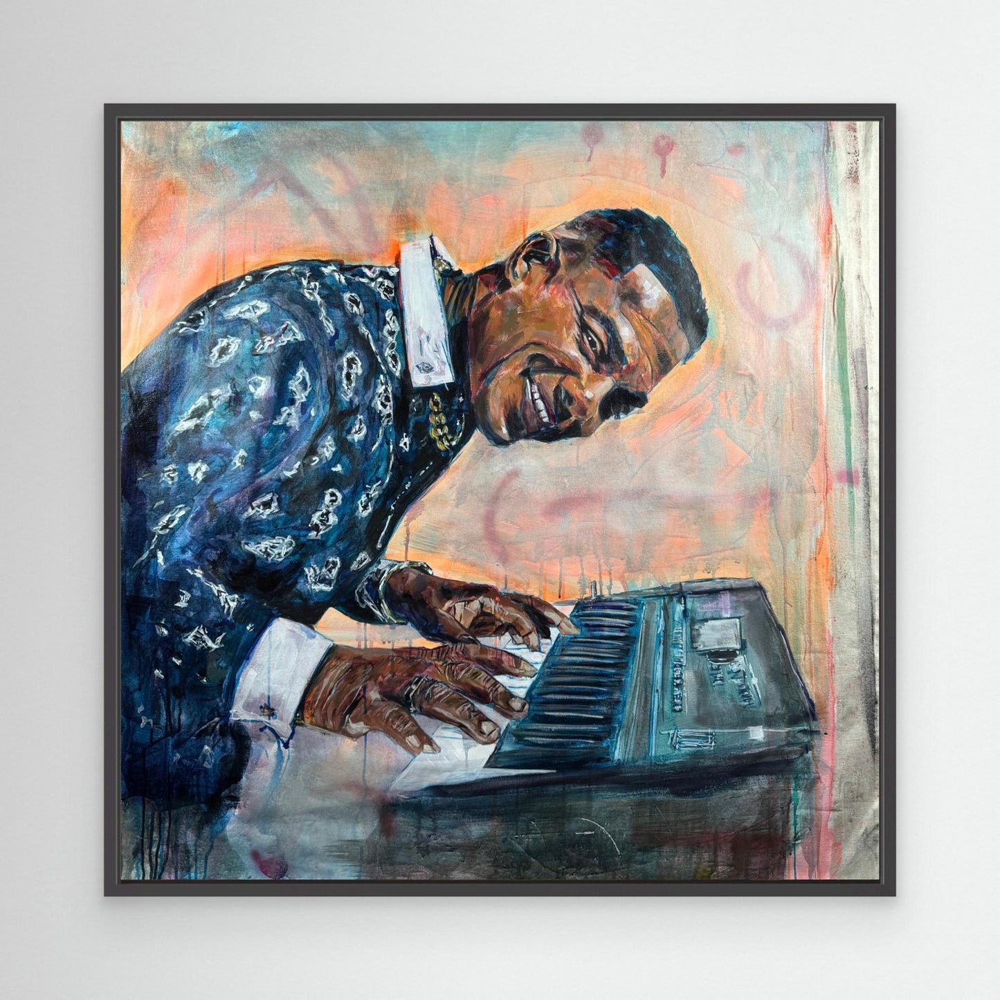 MANOLITO Y SU TRABUCO canvas print with black frame displayed on wall