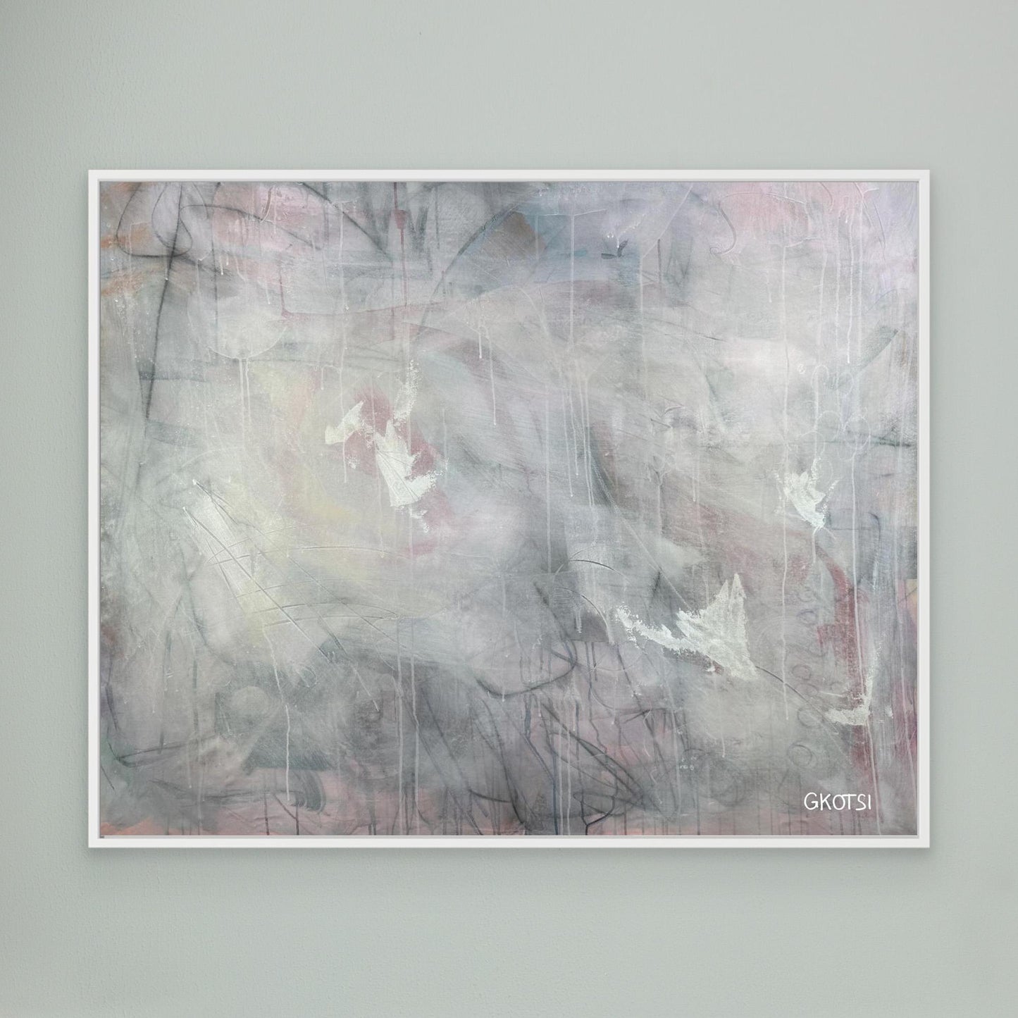 CALM Canvas Print with white frame - serene modern wall decoration