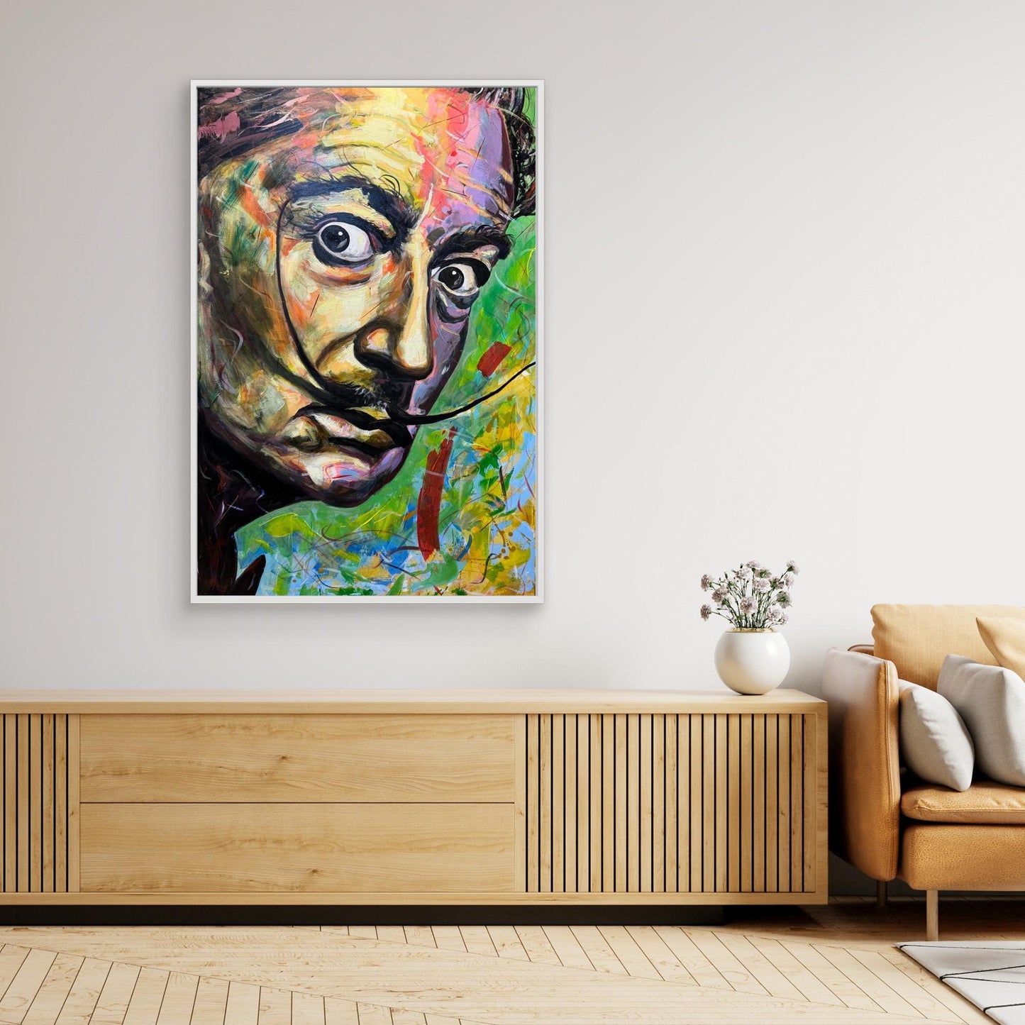 SALVADOR DALI canvas print hanging above sideboard