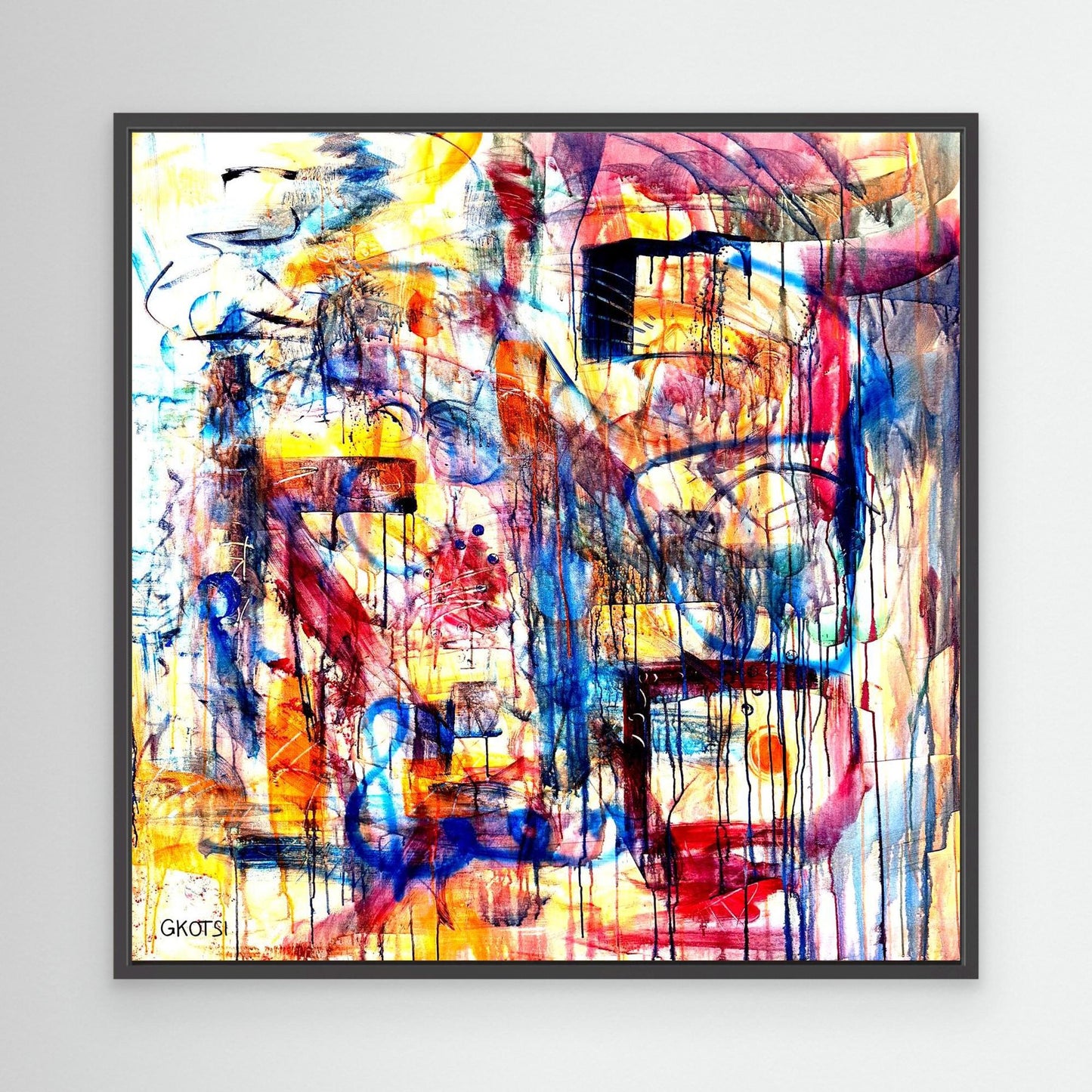DISTRACTION Print detail view with black frame - quirky abstract art for home