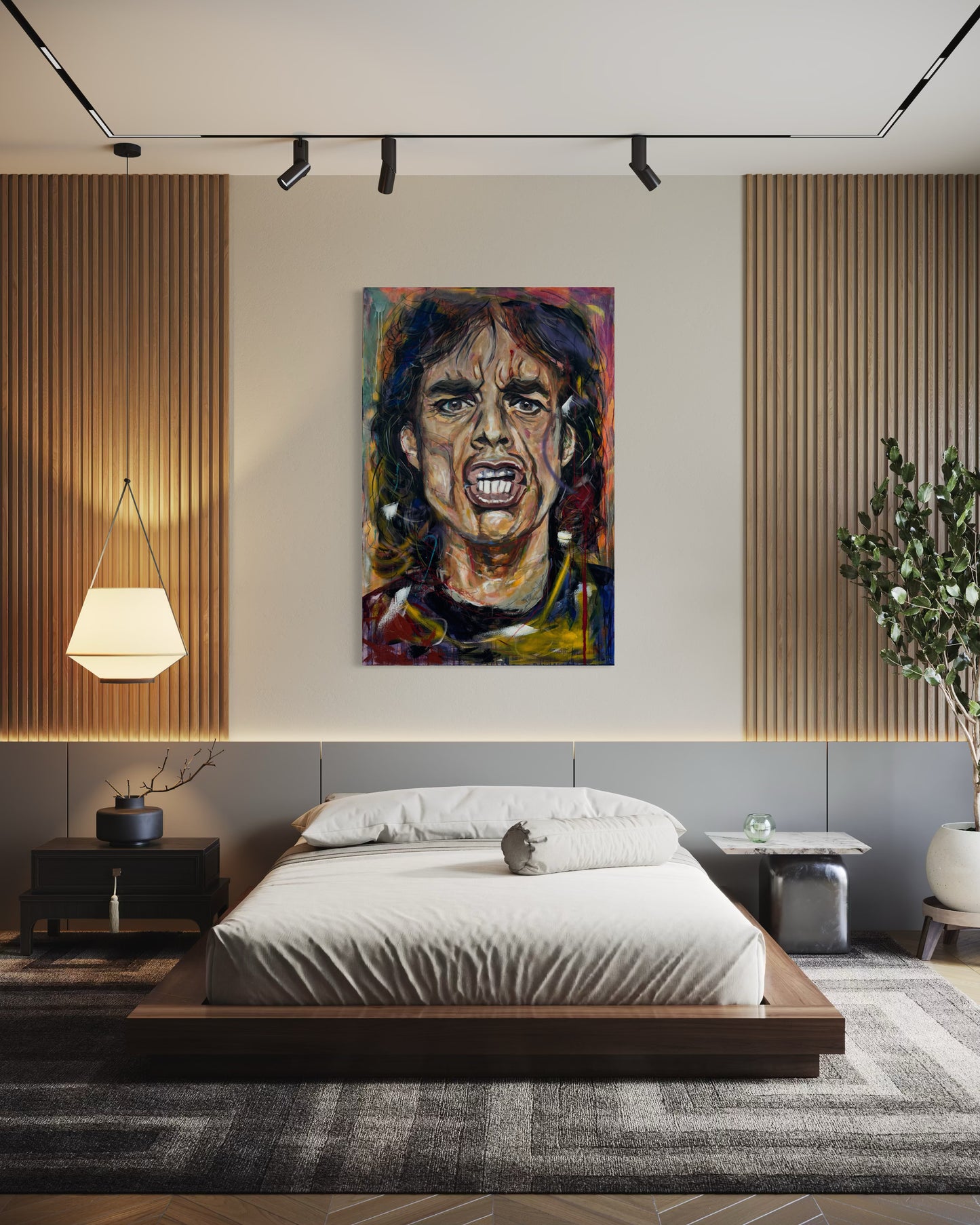 Mick Jagger Portrait Original Painting in master bedroom