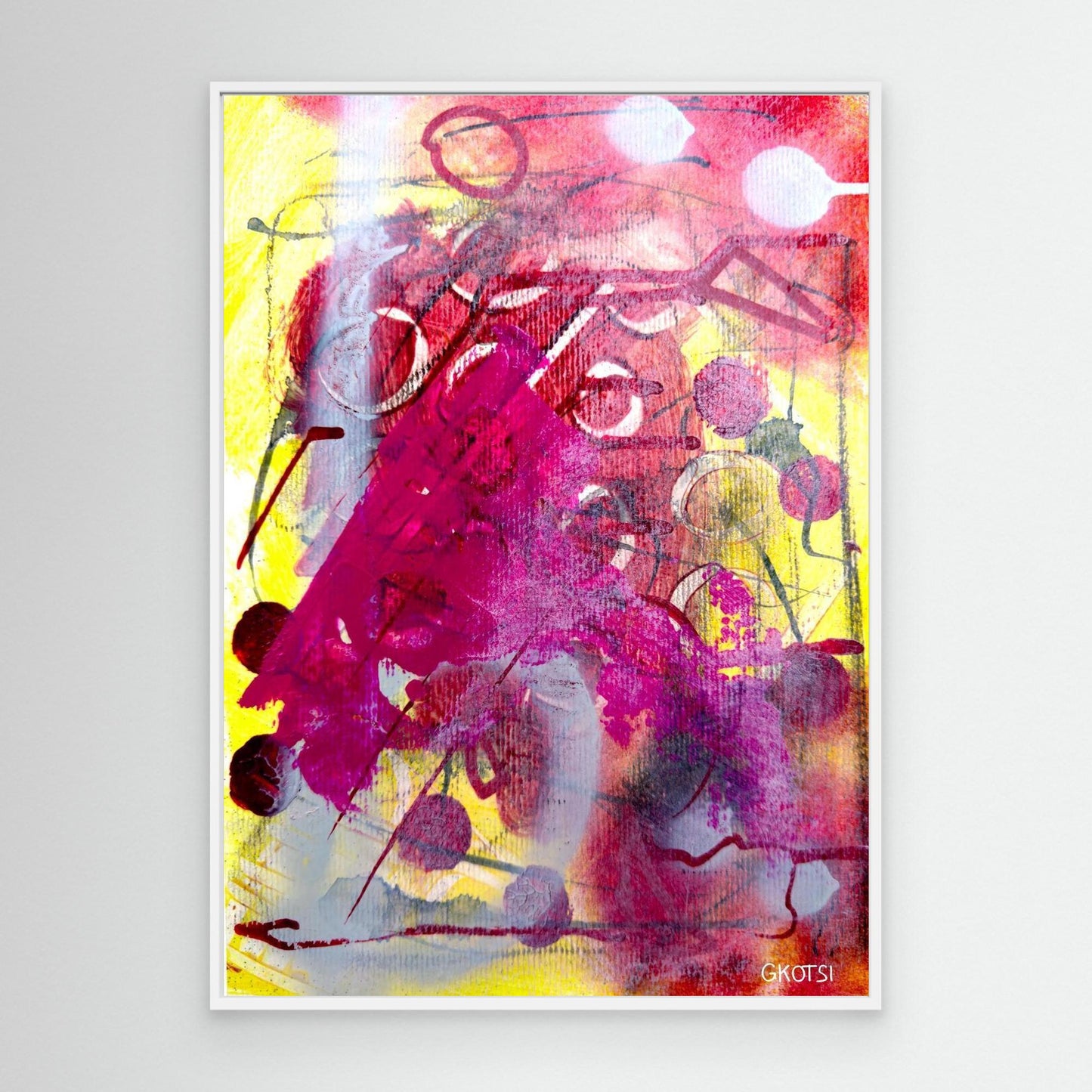MORGENSTUNDE Abstract Canvas Print with white frame displayed on modern white wall