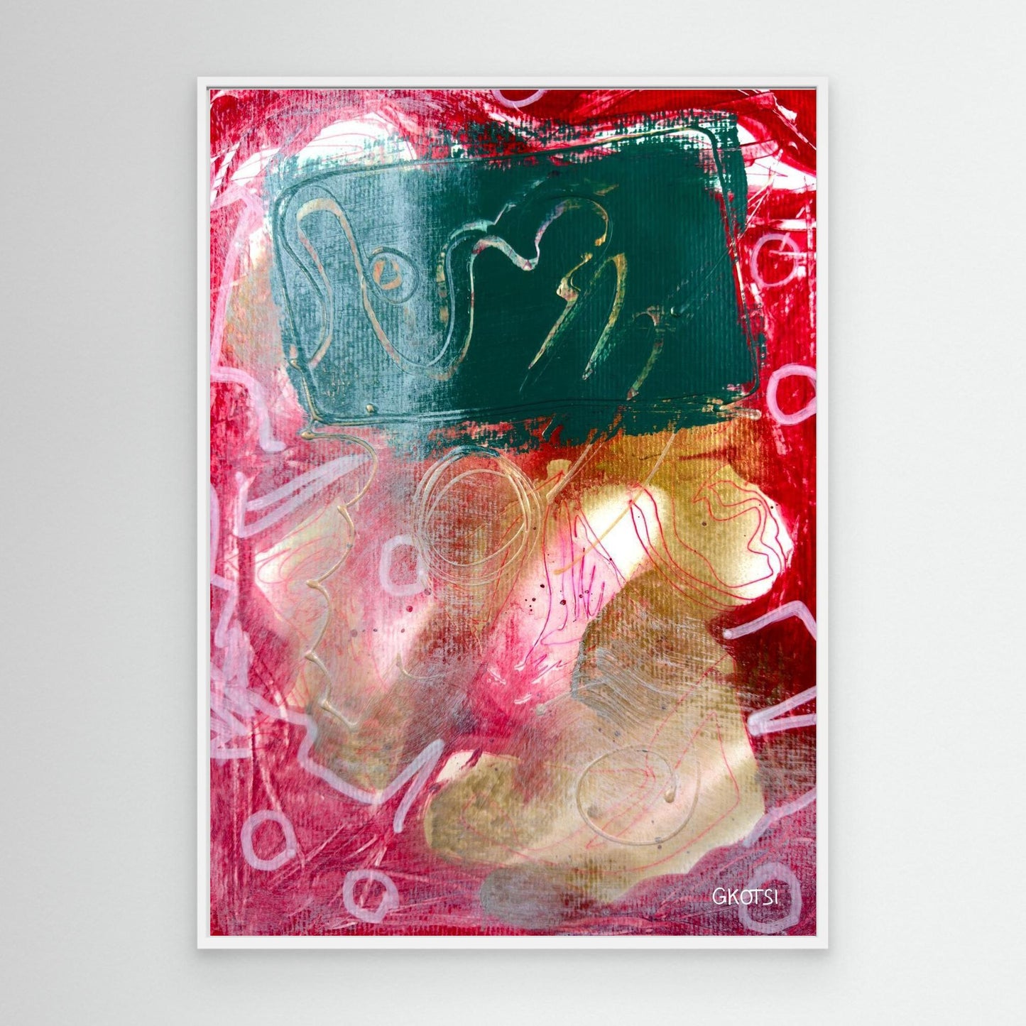 KEKSE Abstract Canvas Print with white frame displayed on modern white wall