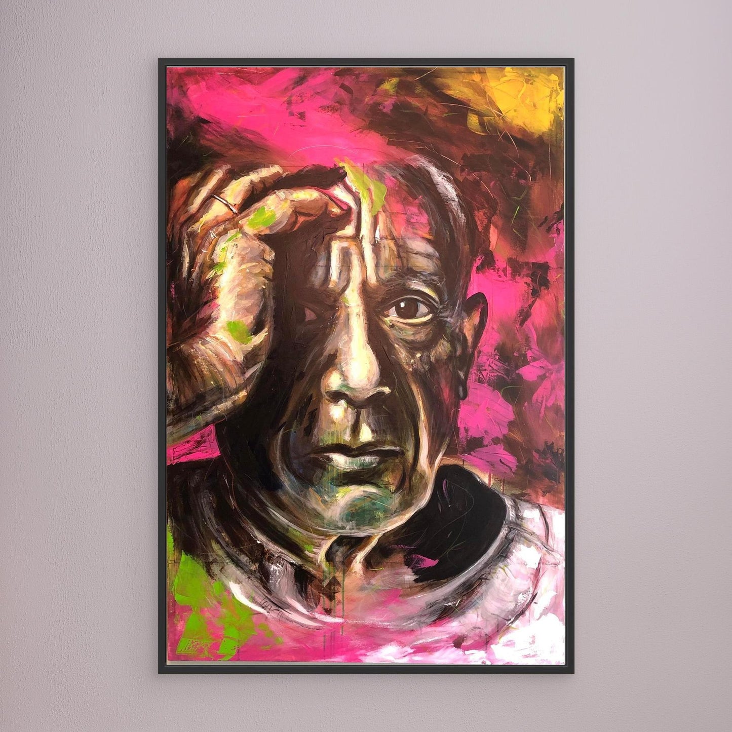 PABLO PICASSO canvas print displayed on gray wall in modern room