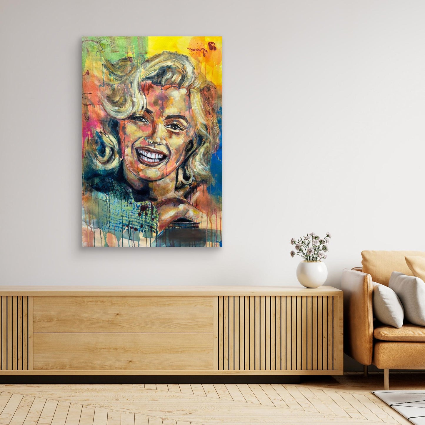 MARILYN MONROE 2 canvas print hanging above sideboard
