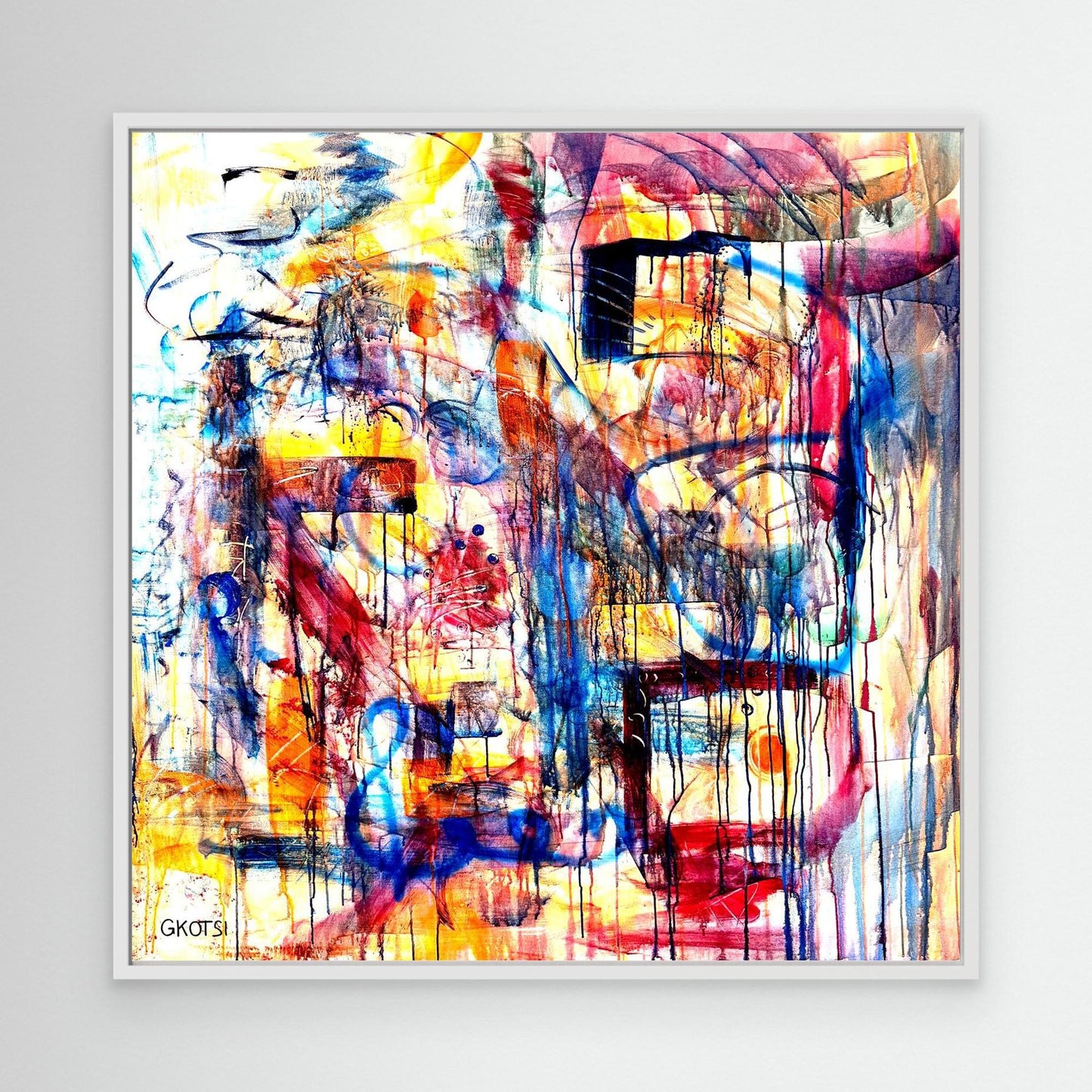 DISTRACTION Print detail view with white frame - quirky abstract art for home