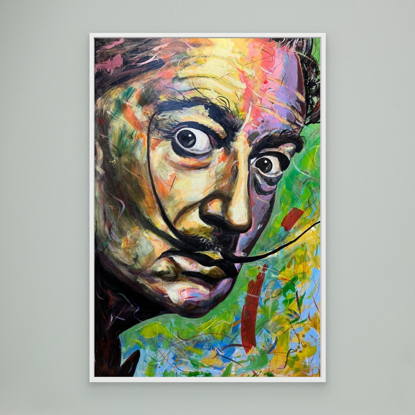 SALVADOR DALI canvas print with white frame displayed on gray wall