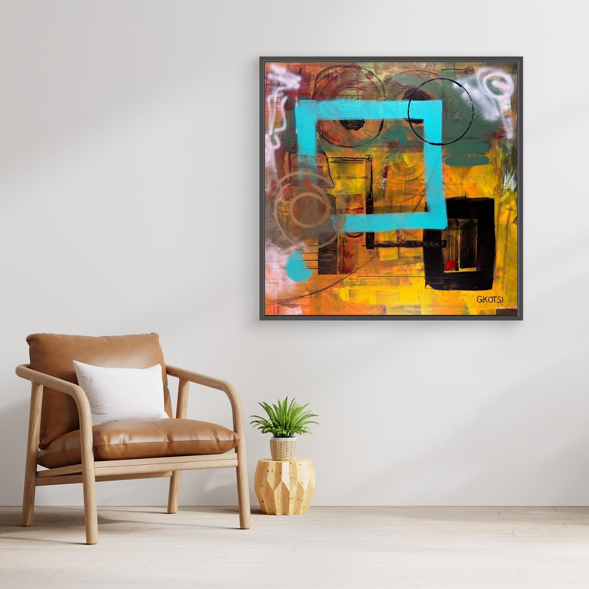 CLEAR IT Print harmonizing with green plant and chair - natural home styling
