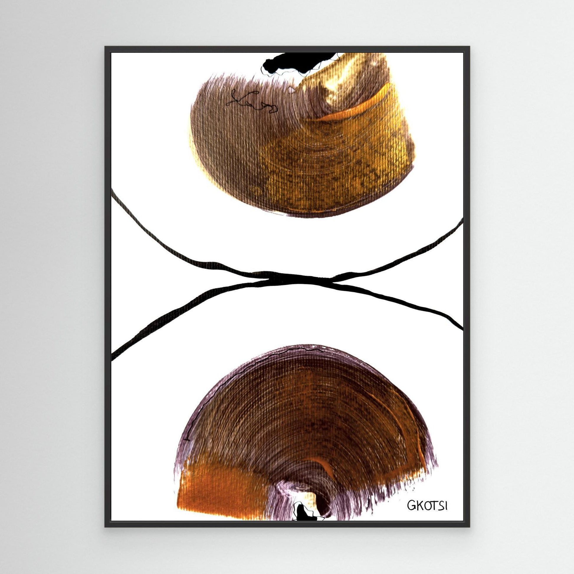 DIE HÄLFTE abstract canvas print with black frame - conceptual artwork for modern spaces