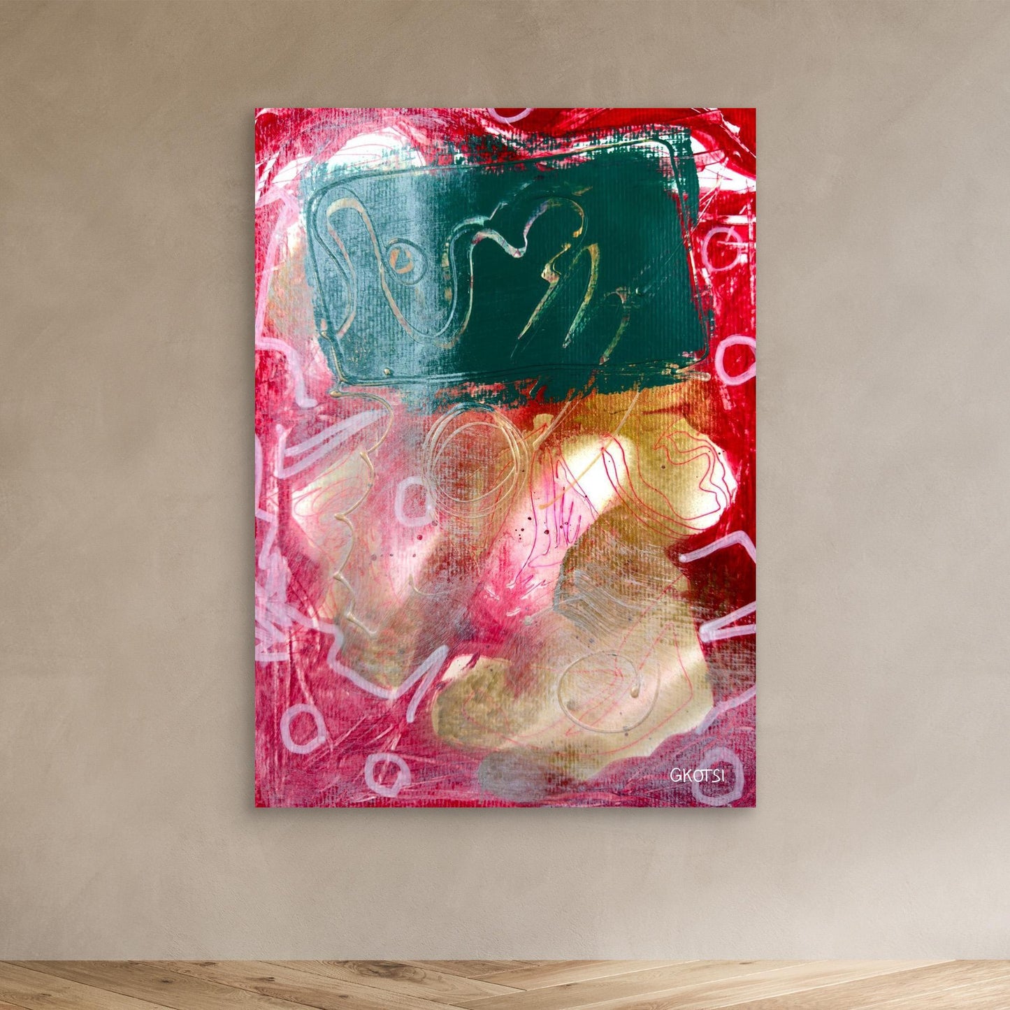KEKSE Abstract Canvas Print displayed on modern wall in contemporary room