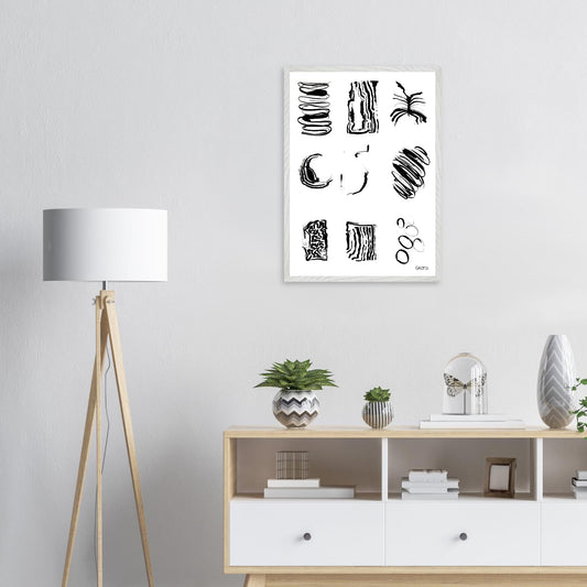 ABSTRACT FEELINGS Wall Art Set Poster Print 9X above dresser in room interior