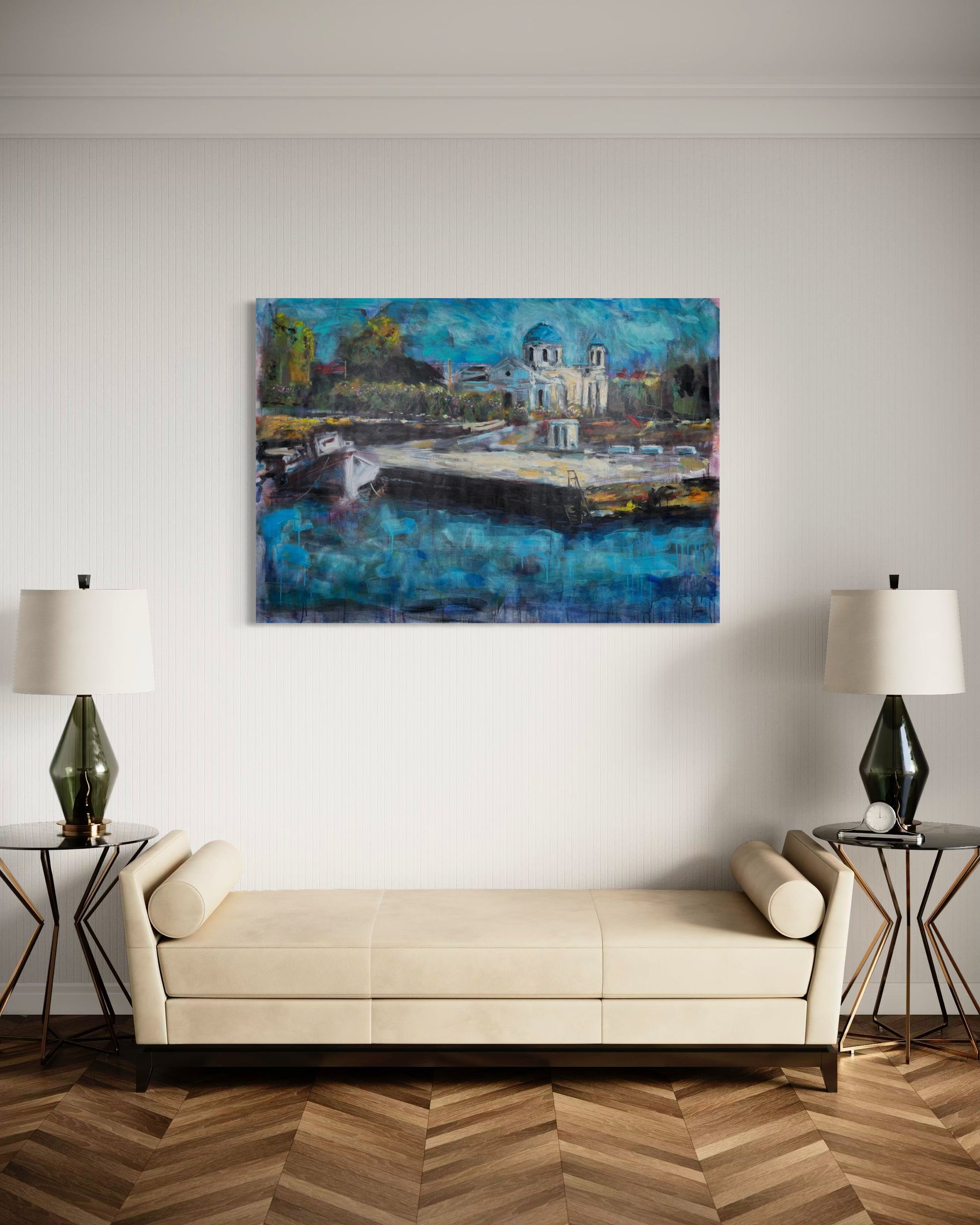 Agrili Home Greece Original Painting above divan couch