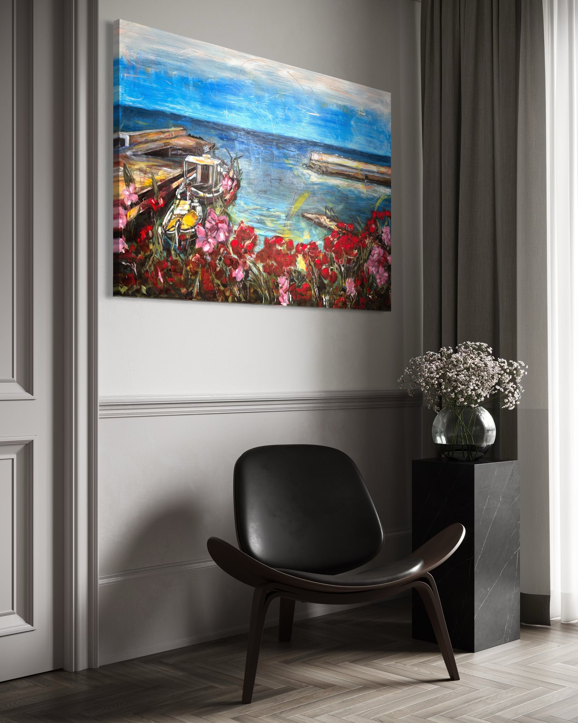 Agrili Summer Greece Original Painting on gray wall