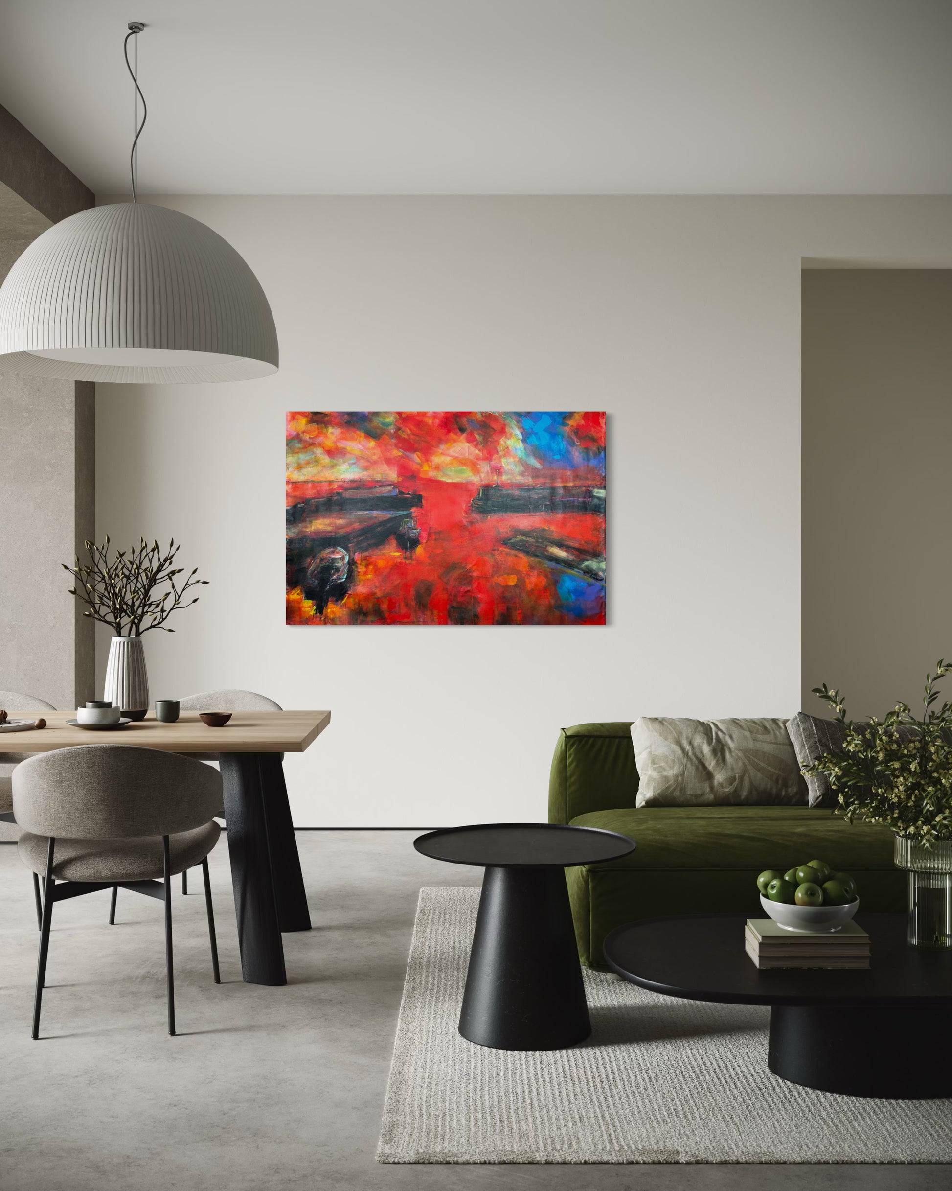 Agrili Magic Greece Original Painting in living room with dining table