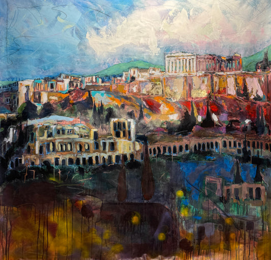 Acropolis Greece Original Painting  close up detail 