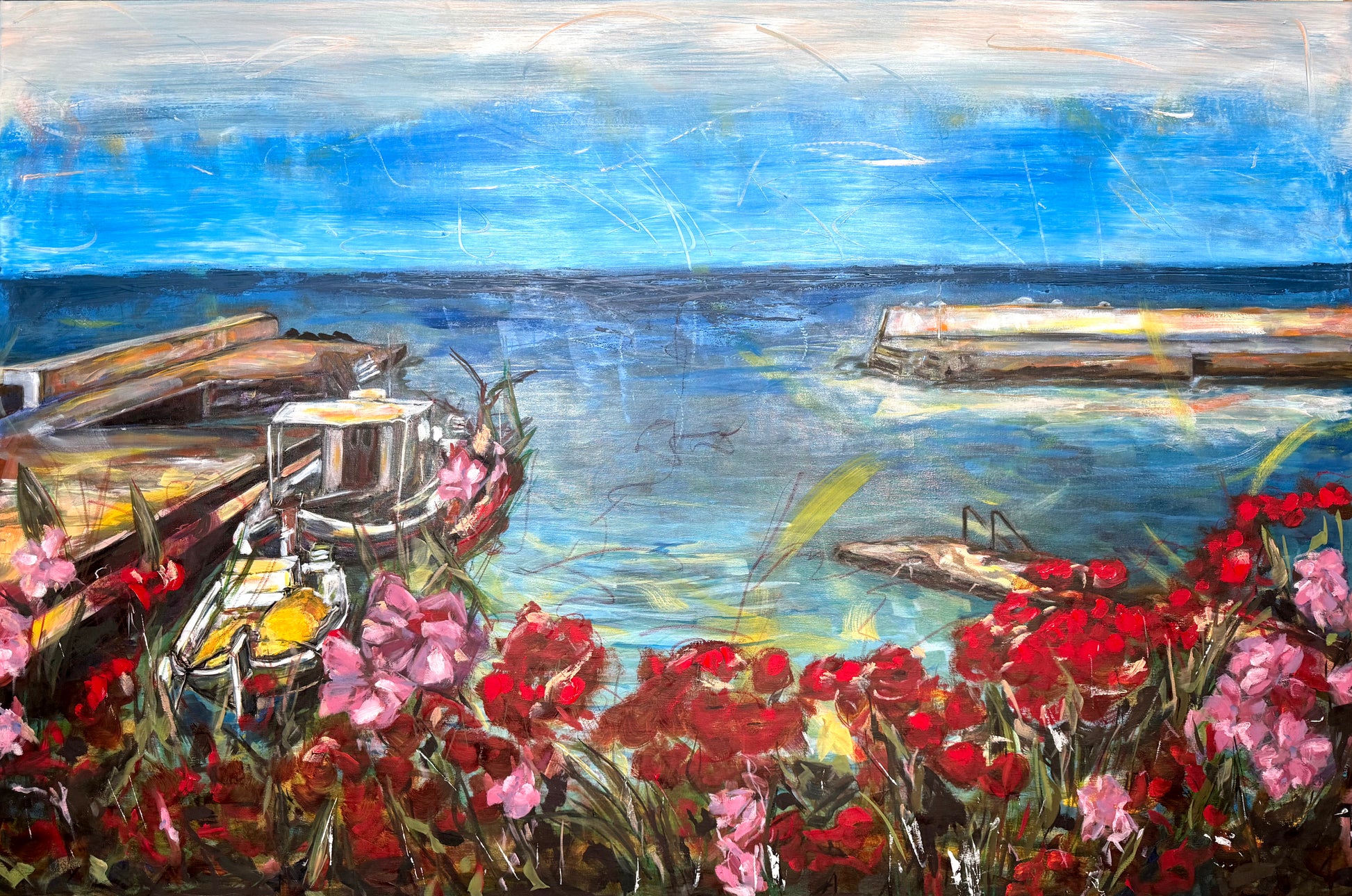 Agrili Summer Greece Original Painting close up detail