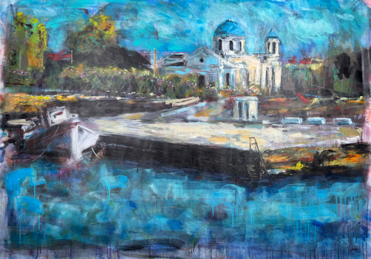 Agrili Home Greece Original Painting close up detail 
