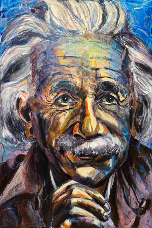 Albert Einstein original painting by Gkotsi Art close-up detail