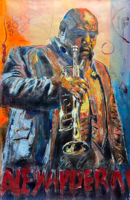 Alexander Abreu original painting by Gkotsi Art close-up detail
