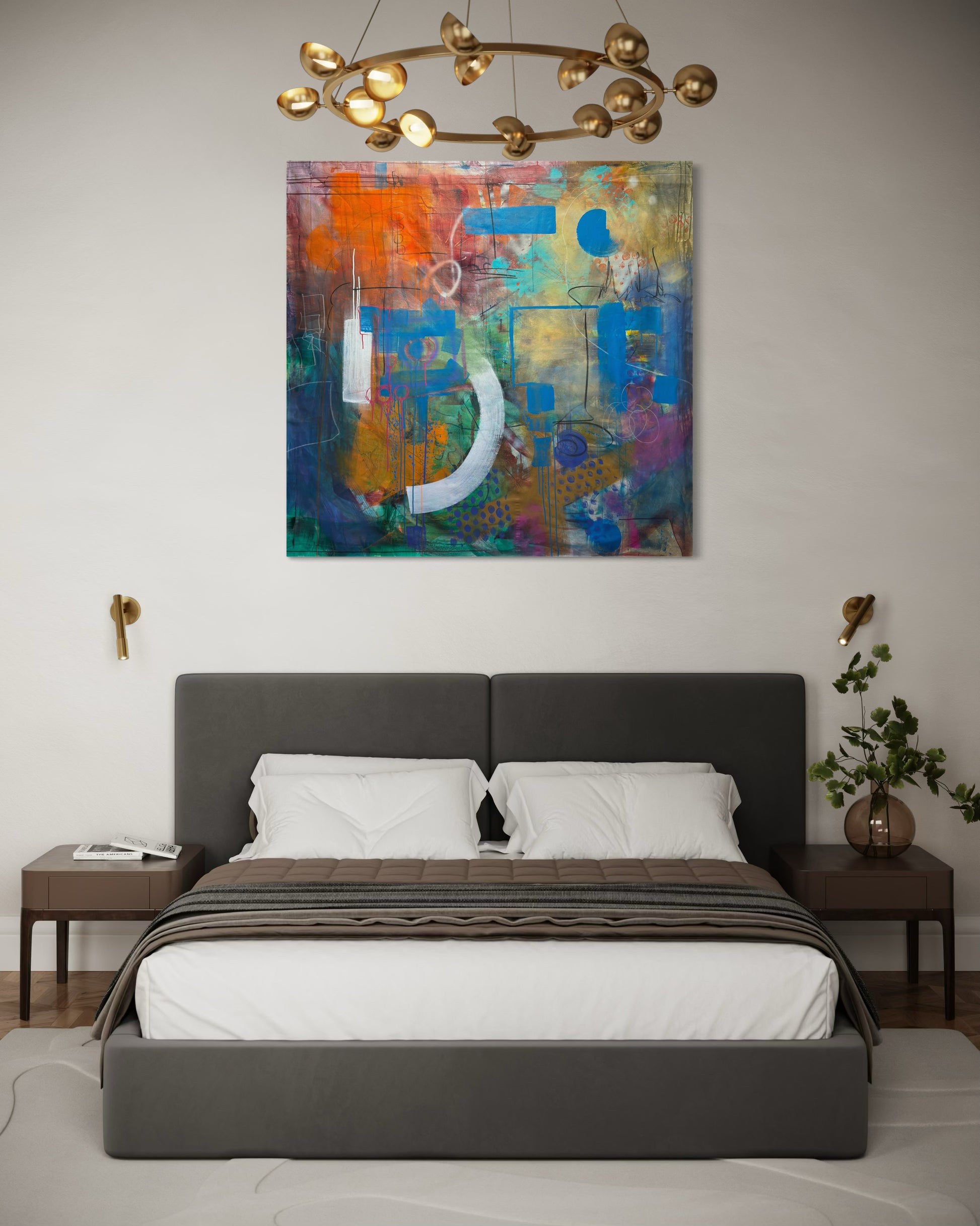 Always Here Abstract Original Painting in bedroom area
