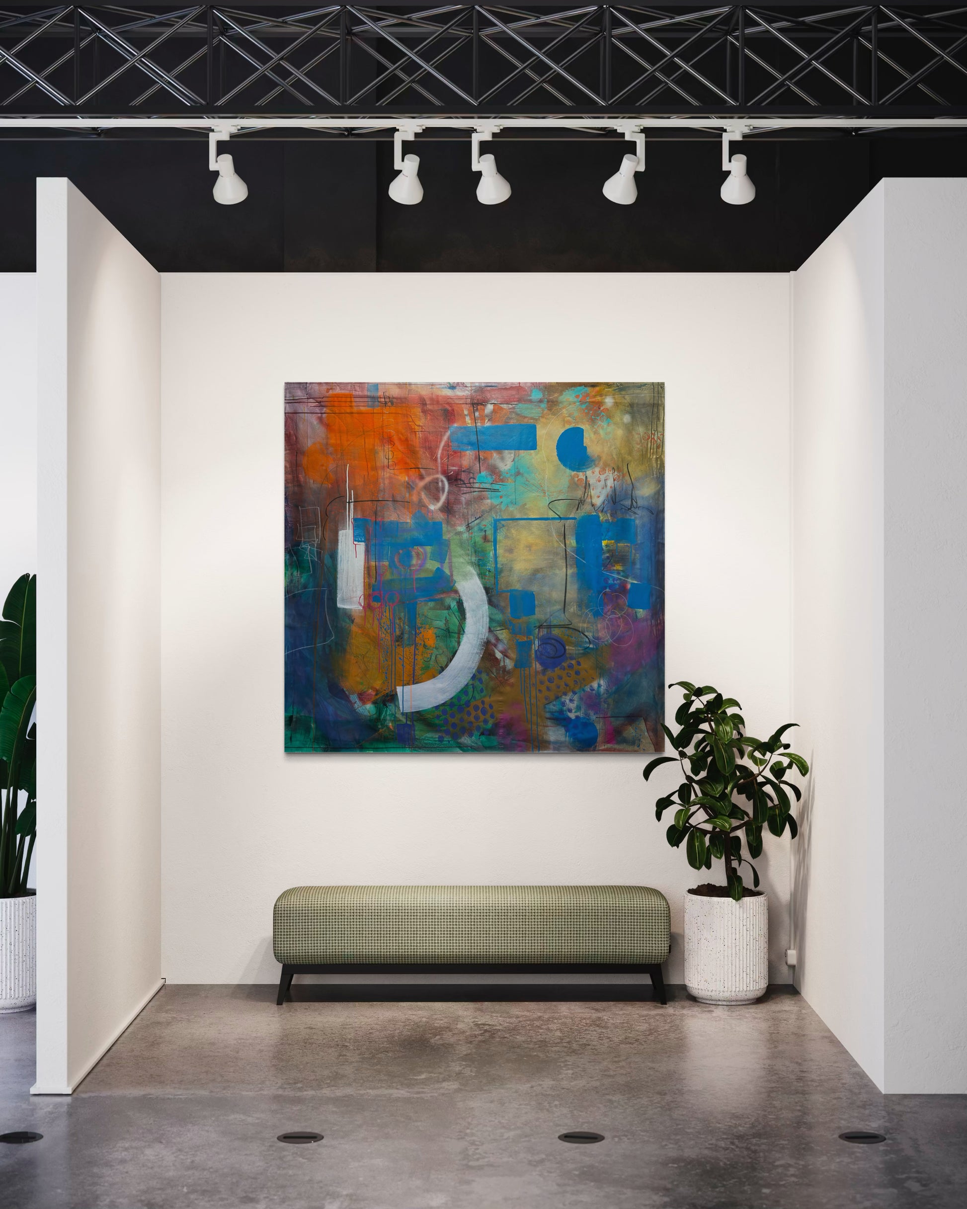 Always Here Abstract Original Painting in gallery area