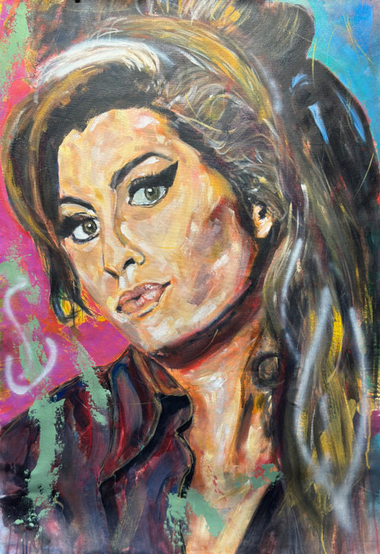 Amy Winehouse original painting by Gkotsi Art close-up detail