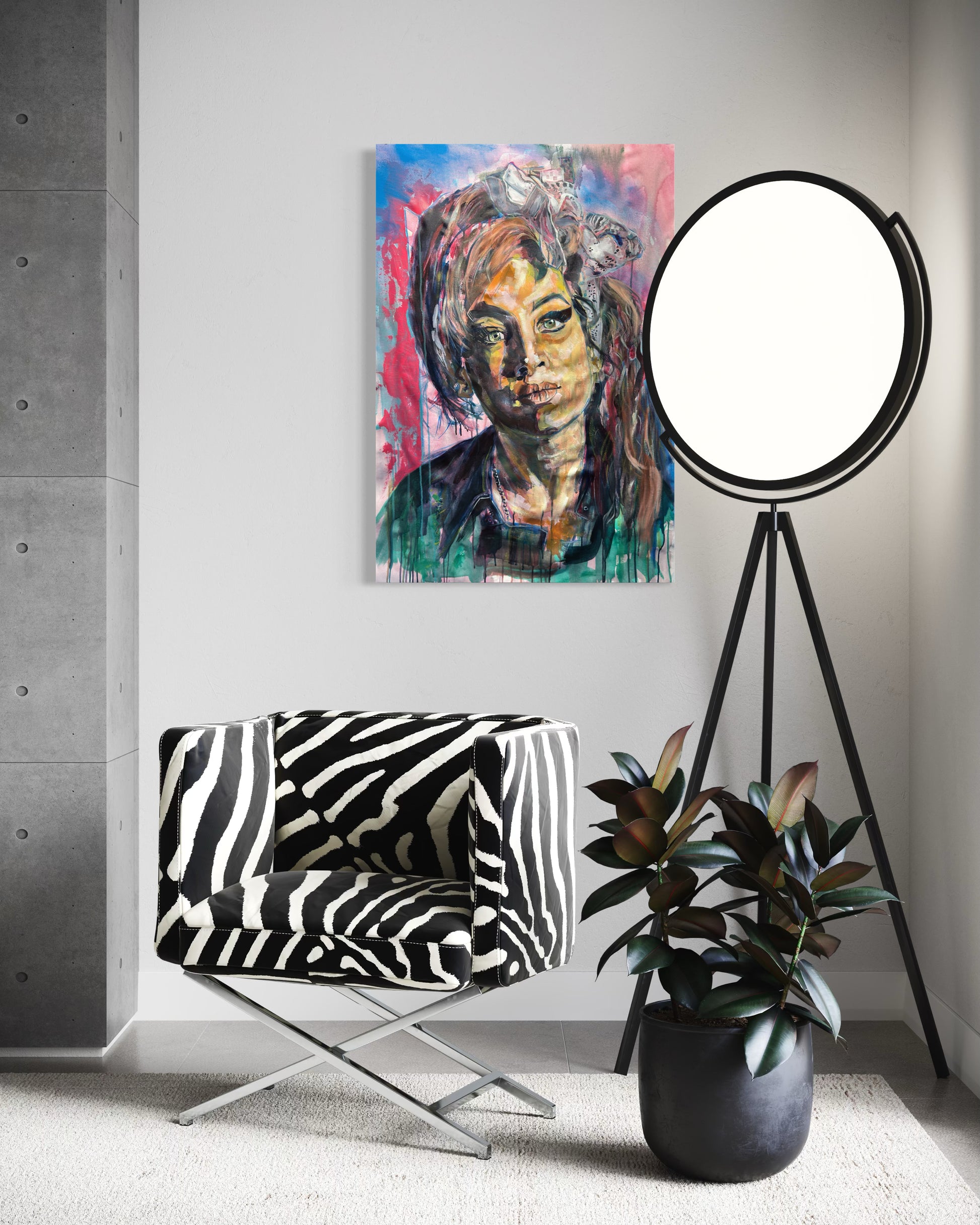 Amy Winehouse portrait in a studio
