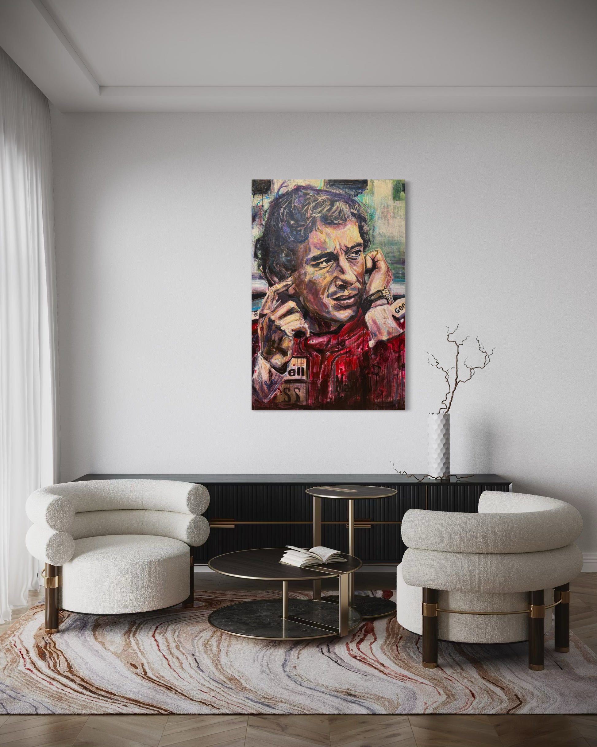 Ayrton Senna original painting in modern reading room