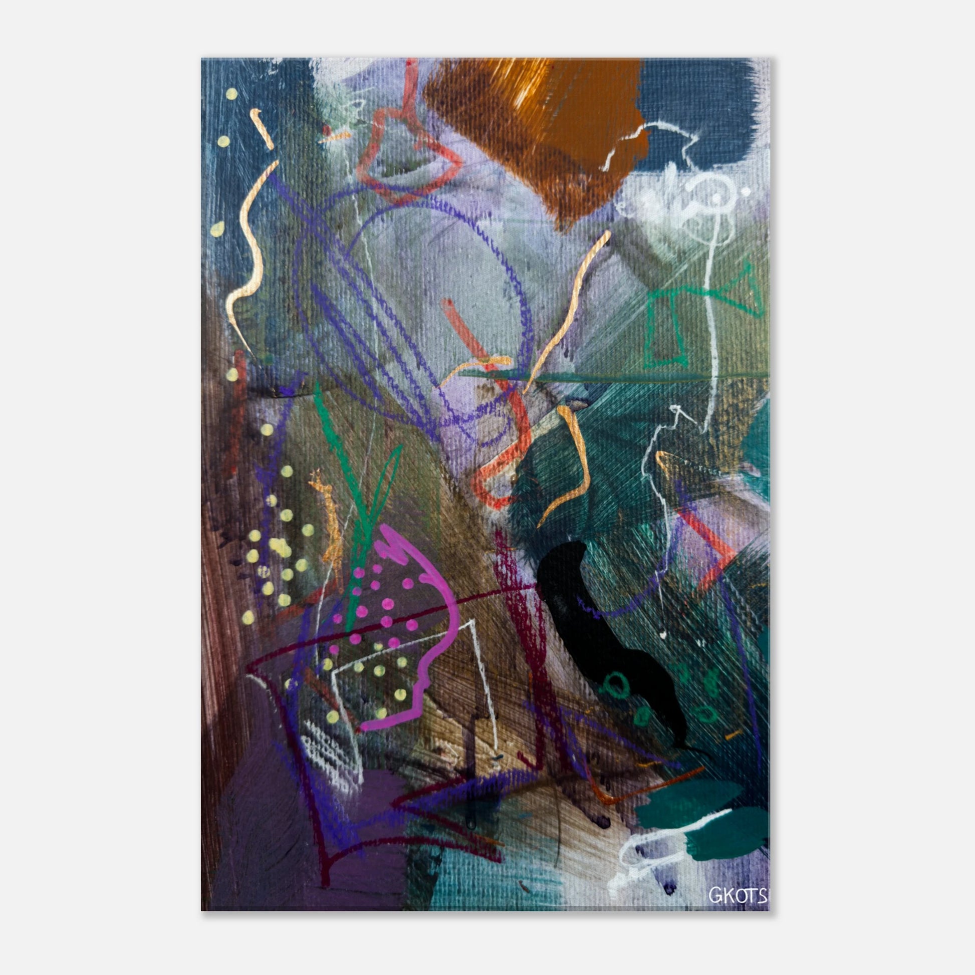 BLOOMY canvas print on white wall highlighting fresh organic forms