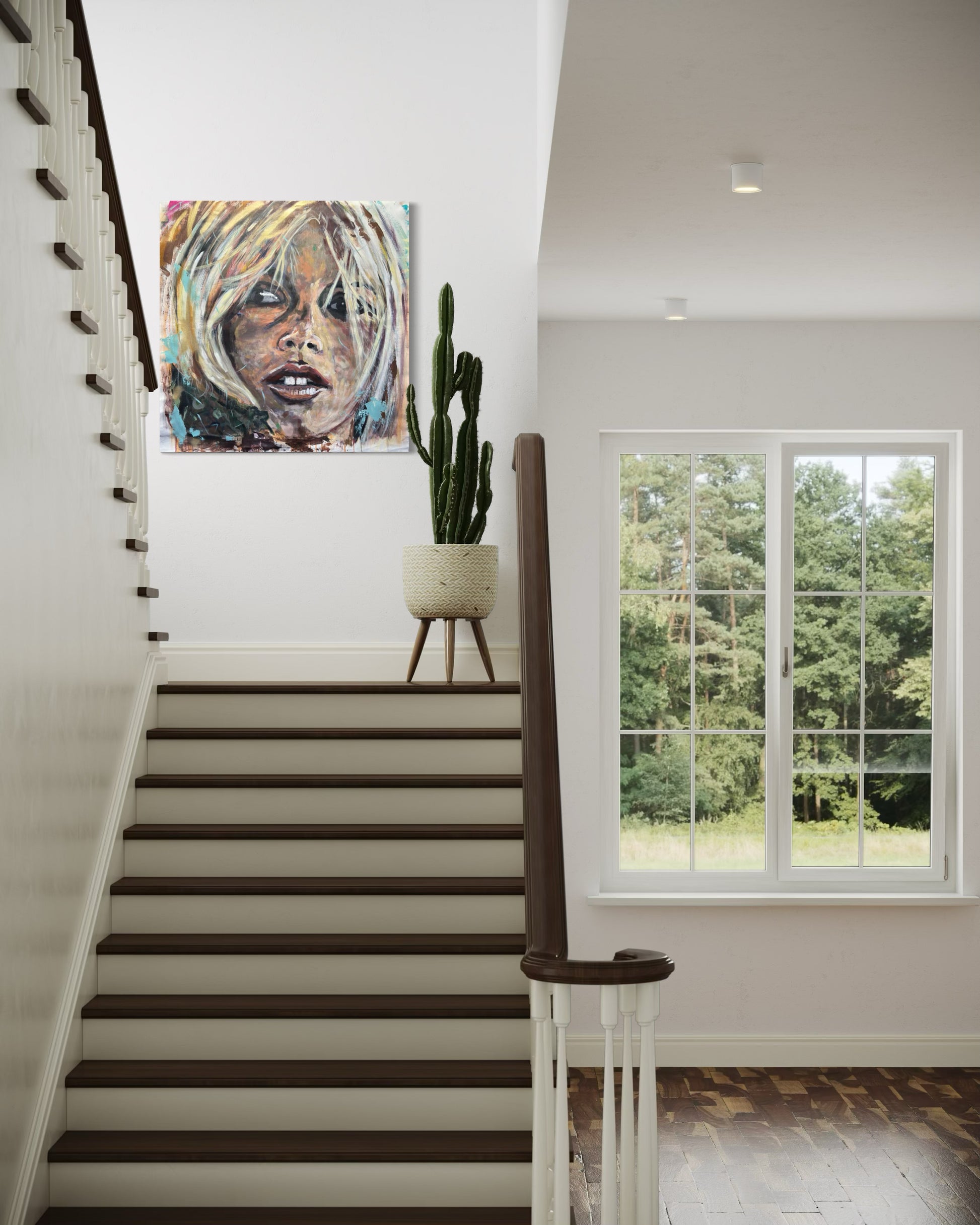 Brigitte Bardot artwork in stairwell