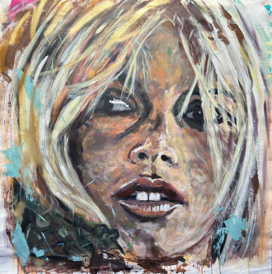 BrigitteBardot 1 Portrait - Original Paintings close up detail