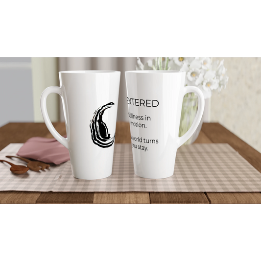 CENTERED White Ceramic Mugs on breakfast tray Mindful Quotes & Soul Notes