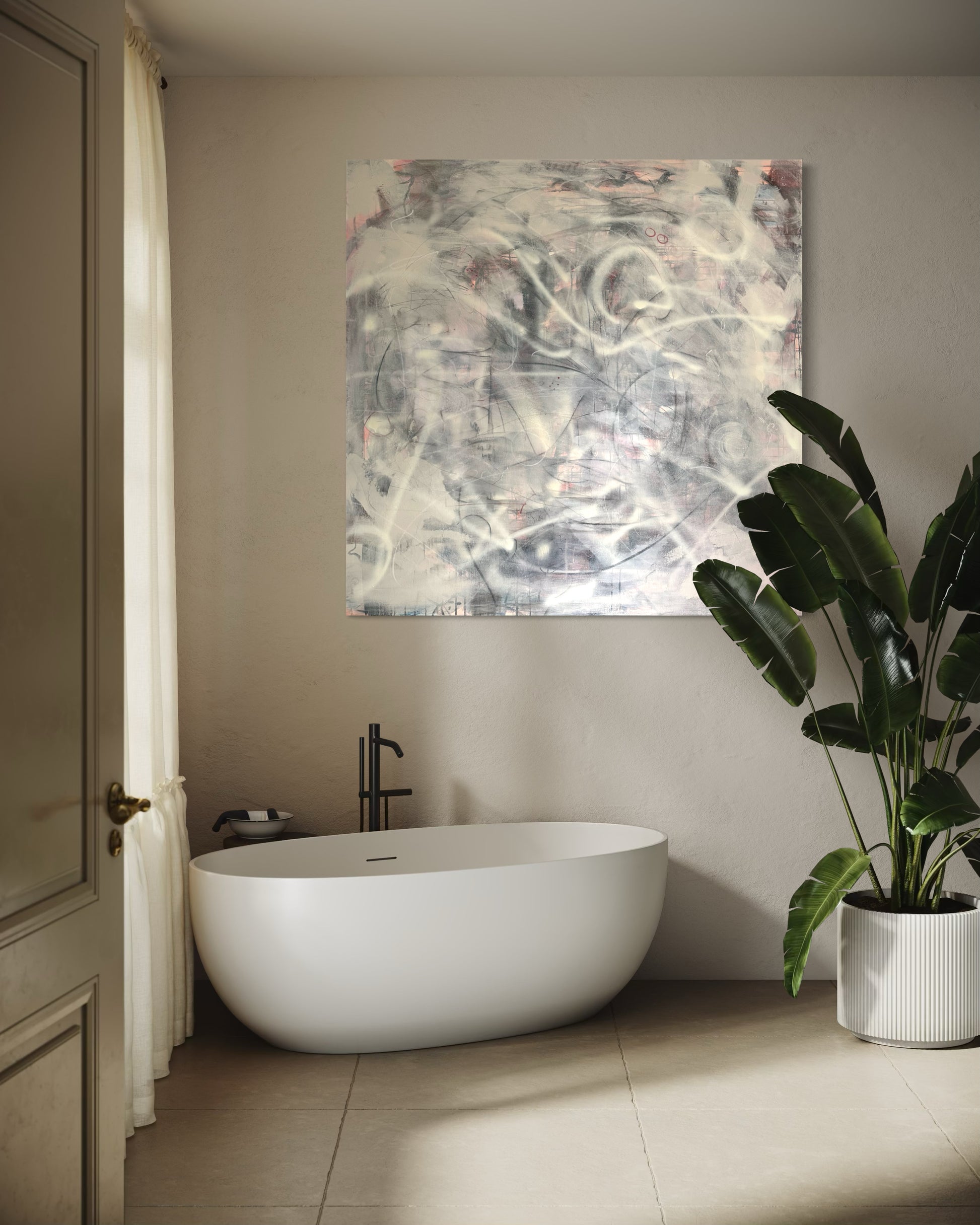 Connect - Original Painting Relaxing above luxury bathtub