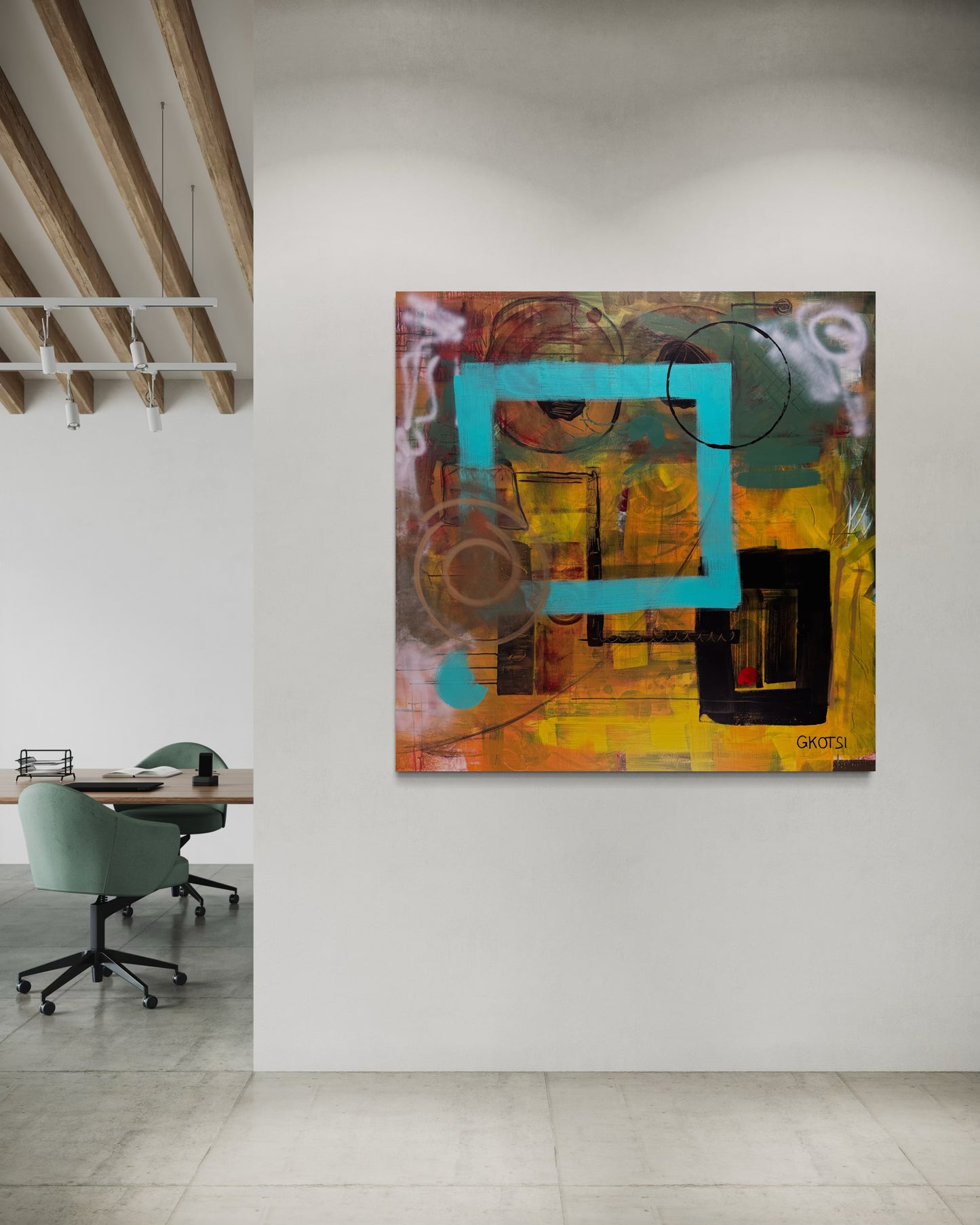 Clear It Abstract Original Painting in modern office