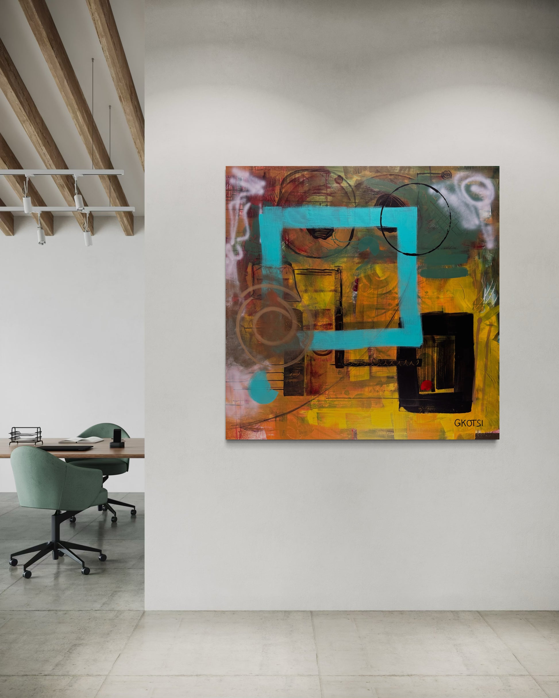 Clear It Abstract Original Painting in modern office