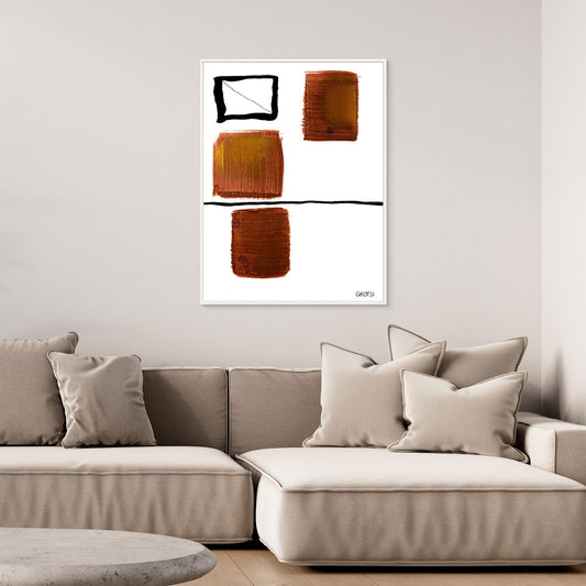 EHRLICH abstract art on contemporary sofa wall - modern authentic canvas