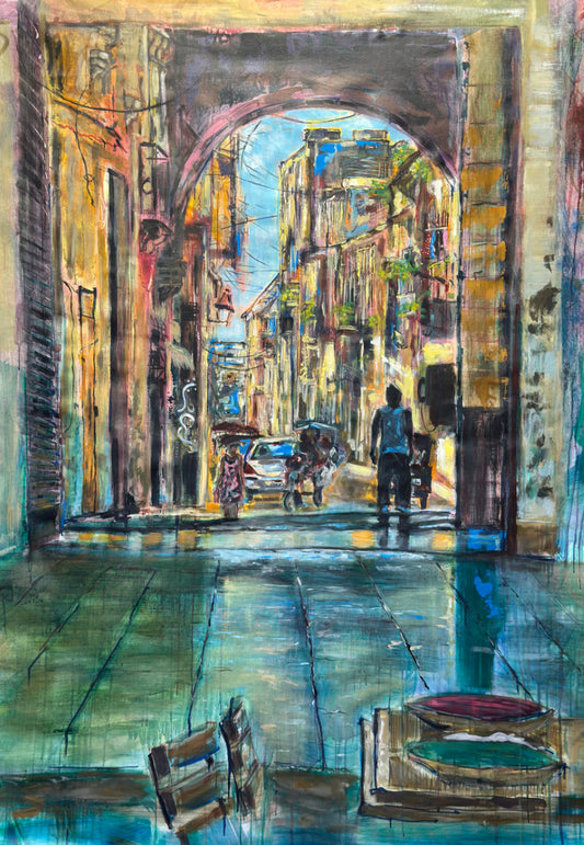 El Desayuno Travel Original Paintings close up detail