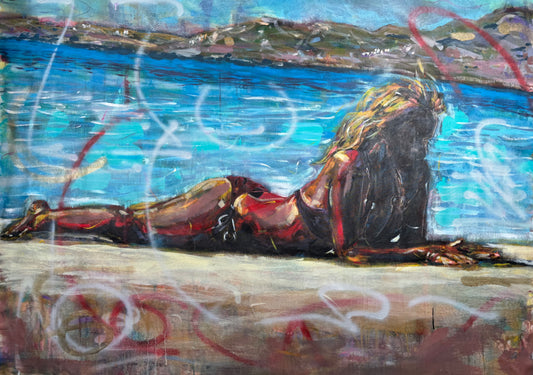 Elafonisos Greece Original Painting close up detail 