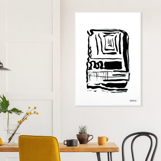 FOCUS poster print above breakfast table in dining area
