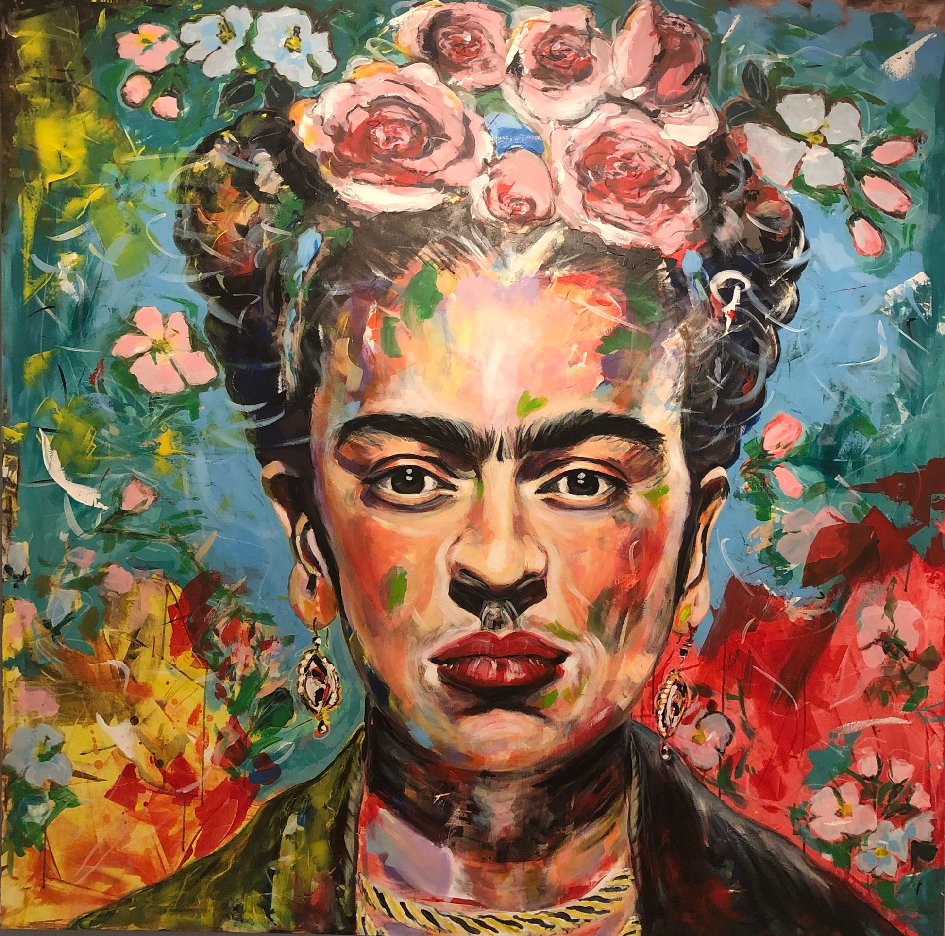Frida Kahlo 1 Portrait - Original Paintings close up detail
