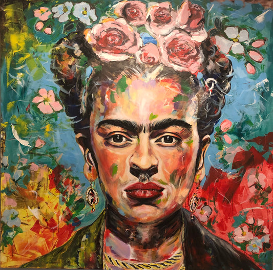 Frida Kahlo 1 Portrait - Original Paintings close up detail