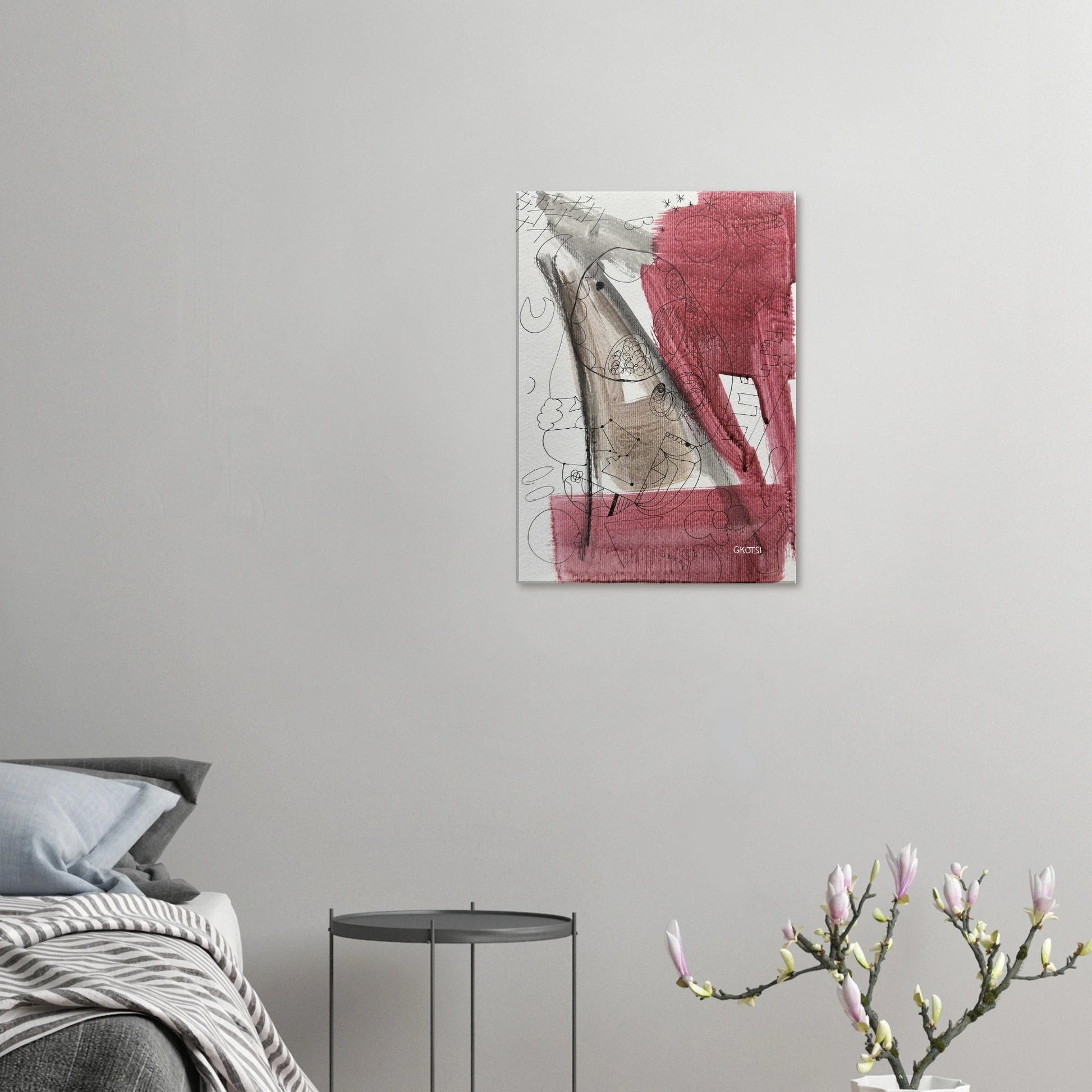 GROOVY Canvas print in simple bedroom - rhythmic modern wall decoration