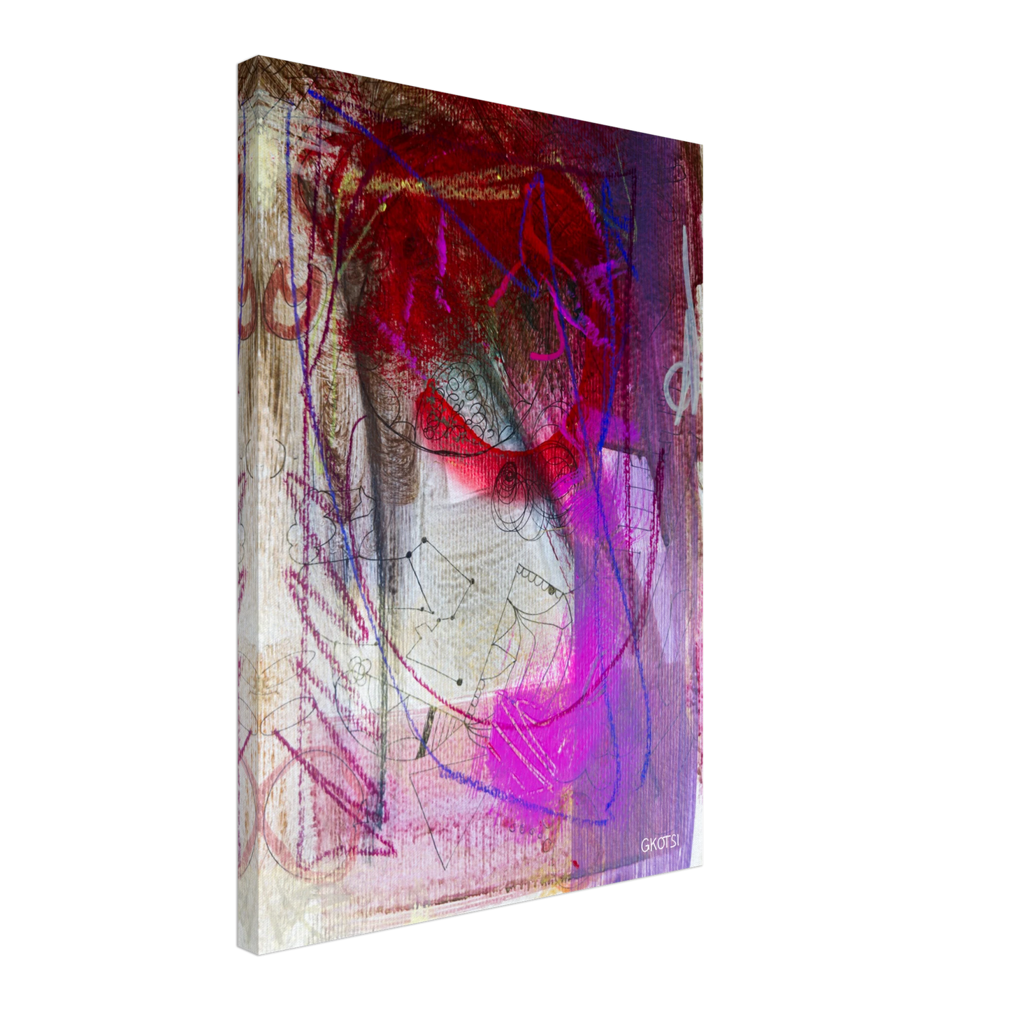 GROOVY canvas print close-up frome side view showing bold colors 