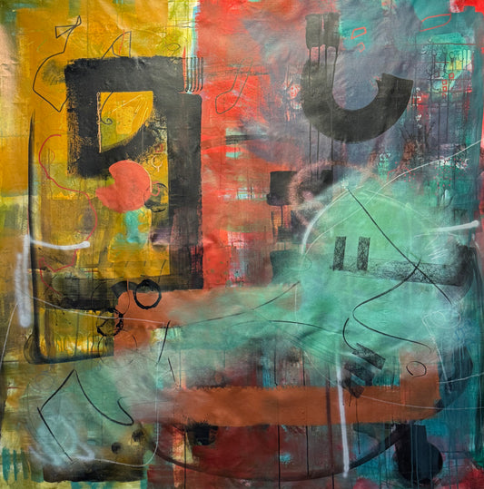 Golden Age Abstract Original Painting close up detail